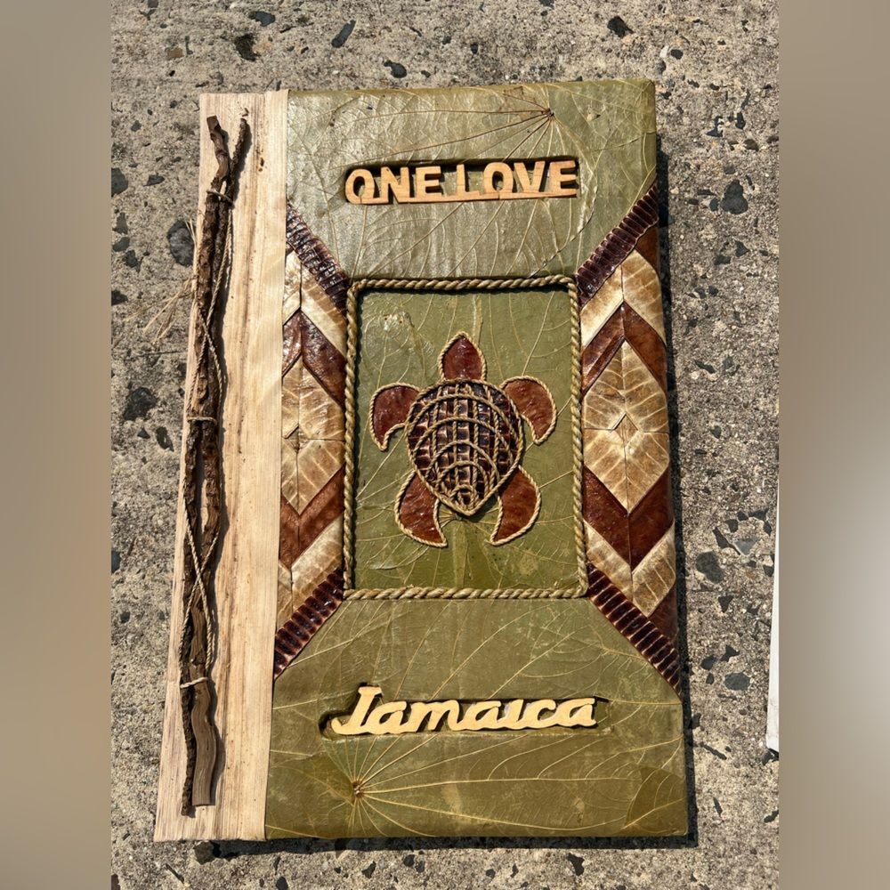 Handcrafted Turtle Jamaica Green and Brown Photo Album